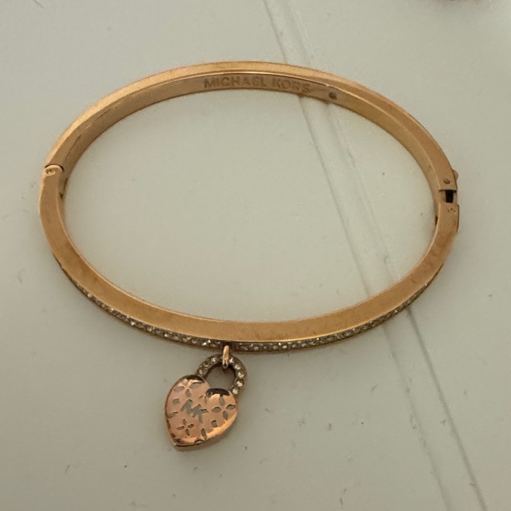 Michael Kors Rose Gold Heart Charm Bracelet